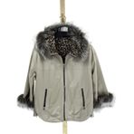 Çift Taraflı Giyilebilir Kadın Deri Mont Sila Model (Bej, 5XL)