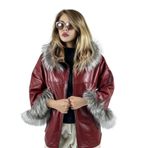 Çift Taraflı Giyilebilir Kadın Deri Mont Sila Model (Kırmızı, 6XL)