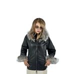 Çift Taraflı Giyilebilir Kadın Deri Mont Sila Model (Siyah, 8XL)