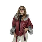 Çift Taraflı Giyilebilir Kadın Deri Mont Yarasa Model (Kırmızı, 8XL)