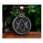 Çift Taraflı Kullanım Yılan Detaylı Hexagram Kolye - Pentagram Kolye