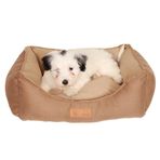 Çift Taraflı Orta Irk-büyük Irk -jumbo Köpek Yatağı-yıkanabilir-Fermuarlı (Kahve/Bej, Large)