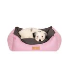 Çift Taraflı Orta Irk-büyük Irk Köpek Yatağı-jumbo Köpek Yatağı-yıkanabilir-Fermuarlı (Pembe/Gri, Large)