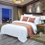 Çift Taraflı Pamuklu Keten Yatak Örtüsü 50 x 240 cm Turuncu Dekoratif Örtü 1,8 m Yatak için