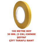 Çift Taraflı Şeffaf Sarı Bant 100 M. Uzunlukta 30 mm Eninde