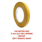Çift Taraflı Şeffaf Sarı Bant 100 M. Uzunlukta 5 mm Eninde