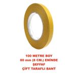 Çift Taraflı Şeffaf Sarı Bant 100 M. Uzunlukta 8 mm Eninde