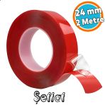 Çift Taraflı Silikon Bant Montaj Bandı Şeffaf 24 Mm X 2 Metre Güçlü Çok Amaçlı Yapıştırıcı