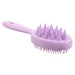 Çift taraflı silikon banyo fırçası, uzun saplı, kafa derisi peeling için, hafif, yumuşak, geniş, ince diş şampuanı aleti