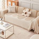 Çift Taraflı Şönil Koltuk Örtüsü Bej Kanepe Slipcover 180x150cm Geri Dönüşümlü Şönil Kanepe Havlu