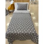 Çift Taraflı Tek Kişilik Kapitone Yatak Örtüsü Takımı Zincir Yıldız Füme - 160 x 235 cm