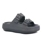 Çift Tokalı Siyah Unisex Terlik, Yumuşak Eva Taban, Günlük Kullanım Terlik Tarzbu14934