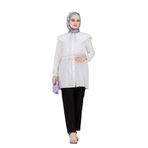 Çift Yaka Dantelli Tunik-Beyaz