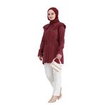 Çift Yaka Dantelli Tunik-Bordo