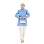 Çift Yaka Dantelli Tunik-İndigo