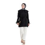 Çift Yaka Dantelli Tunik-Siyah