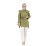 Çift Yaka Dantelli Tunik-Yeşil