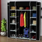 ÇİFT YANDAN RAFLI BEZ DOLAP SİYAH