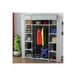 Çift Yandan Raflı Çelik Profilli Portatif Süper Bez Dolap Kumaş Gardırop
