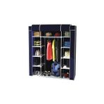 Çift Yandan Raflı Çok Amaçlı Bez Dolap Süper Ürün Gardırop Elbise Ayakkabı Dolabı Bez Dolap - Lacivert