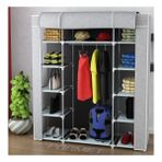 Çift Yandan Raflı Güçlendirilmiş Pvc Plastik Profilli Bez Dolap - Gri