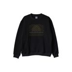 Çift Yarık Desenli Altın Çizgili Siyah Bisiklet Yaka Sweatshirt