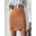 Çift Yırtmaçlı Etek Camel S25910 - 001-Renkli