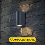 Çift Yönlü Dekoratif Antrasit Aplik - Beyaz Işık Ampüller Dahil
