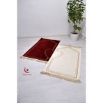 Çiftlere Özel Kalpli Seccade -Eşli Çift Seccade - Kırmızı