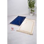 Çiftlere Özel Kalpli Seccade -Eşli Çift Seccade - Lacivert