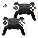 Çiftli 2.4g Kablosuz Oyun Kolu Pc Uyumlu Pilli Joystick Wireless Gamepad Hassas Trigger Kaymaz Tasarım Çiftli G2.4g (Beyaz)