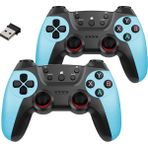 Çiftli 2.4g Kablosuz Oyun Kolu Pc Uyumlu Pilli Joystick Wireless Gamepad Hassas Trigger Kaymaz Tasarım Çiftli G2.4g - Turkuaz