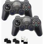 Çiftli Kablosuz Android Tv & Ps3 Uyumlu Oyun Kolu Seti – USB Alıcı ve Dönüştürücü Aparatlar Dahil - Siyah