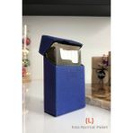 Cig Box cigbox Deri Sigara Çantası - (L) Kısa Normal Paket - Aluminyum Kasa - Mıknatıslı Kapak - Sigara Tabakası ,hediye - Lacivert