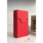 Cig Box cigbox Sigara Kutusu - (S) Kısa Dar Paket - Touch Blue-Slender- Aluminyum Kasa- Mıknatıslı Kapak, Hediye - Kırmızı