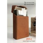 Cig Box cigbox Uzun Sigara Tabakası Deri - (Xxl) Uzun Normal Paket - Aluminyum Kasa - Mıknatıslı - Sigara Kutusu, Hediye - Kahverengi