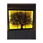 Çığ Tasarım 3D Ağaç Led Işıklı Çerçeveli Ahşap Tablo Lazer Kesim 90X70Cm