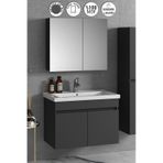 Çiğdem 80 Cm Antrasit Gri Mdf Seramik Lavabolu Asma Banyo Dolabı Antrasit - Gri