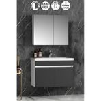 Çiğdem 80 Cm Beyaz-antrasit Gri Mdf Asma Banyo Dolabı Takımı Beyaz - Antrasit