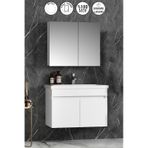 Çiğdem 80 Cm Beyaz Mdf Seramik Lavabolu Asma Banyo Dolabı Takımı Beyaz