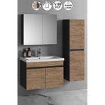 Çiğdem 80+35 Cm Antrasit Gri Mat-Atlantik Çam Mdf Seramik Lavabol Antrasit - Atlantik Çam