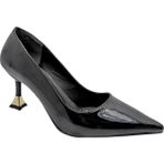 Çiğdem Kundura Alestra | Geometrik Detaylı Kadeh Topuk Stiletto - Siyah-Rugan - 38 - Black