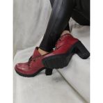 Çiğdem Kundura Çiğdem Gerçek Deri Lastik Bağlı Platform Bordo Kısa Kadın Bot (B2A) - Bordo - 39 - ST01434-BORDO-39