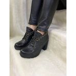 Çiğdem Kundura Çiğdem Gerçek Deri Lastik Bağlı Platform Siyah Kısa Kadın Bot (B2) - Siyah - 38 - ST01433-SİYAH-38
