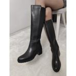 Çiğdem Kundura Crest Gerçek Deri Diz Altı Kadın Çizme (Burç Ç7) - BURÇ-88076 - Siyah - 39
