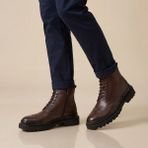 Çiğdem Kundura Gianni Maggi 2923 - Içi Dışı Hakiki Deri Brogue Detaylı Eva Taban Erkek Postal Bot - Kahverengi - 40