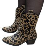 Çiğdem Kundura Padera Leopar Desenli Kadın Kovboy Botu - Padera - Leopar - 38