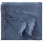 Cigit Dantel Işlemeli Tekkat Müslin Battaniye 100X100 cm +/- 3 cm Indigo Mavi - 100 x 100 cm