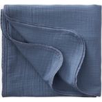 Cigit Dantel İşlemeli Tekkat Müslin Battaniye 100X100 cm +/- 3 cm İndigo Mavi