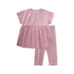 Cigit Desenli Fitilli Tunik Takım 1-8 Yaş Pembe Pembe